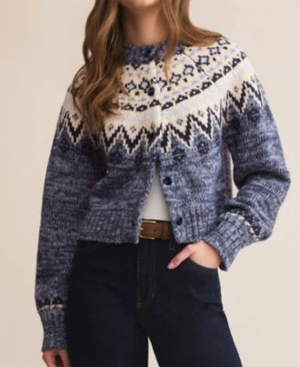 Dear John Denim North Sea Fairisle Cardigan In Blue