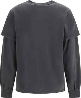 Ganni Heavy Jersey Long-Sleeve T-Shirt - Gray