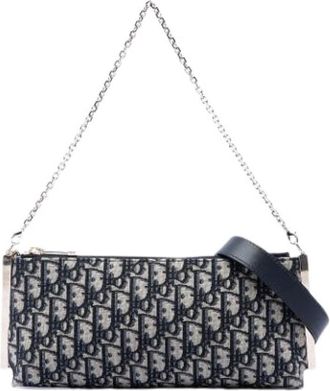 Dior Pre-owned Canvas Satchel - Dames - Vintage Clutch - Blauw - ONE Size - Leer - Vintage