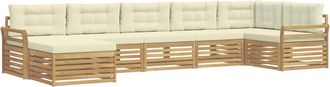 vidaXL Conjunto De Sof&aacute;s De Exterior 7 Uds. Blanco Y Crema Vidaxl
