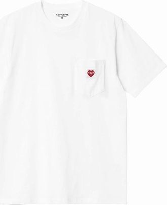 Carhartt Work in Progress Mens Carhartt WIP Pocket Heart T-Shirt - White / Red - Size: 40