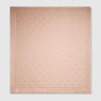 Gucci Double G Silk Wool Shawl, Beige