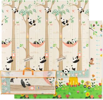 Costway Costway - Alfombra De Juegos Para Beb&eacute;s, 200 X 180 Cm, Colchoneta Infantil Plegable De Doble Cara Con Bolsa De Transporte, Alfombra Bebe De Actividade