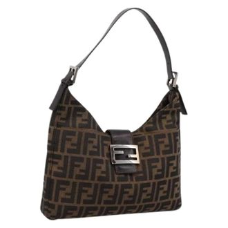 Fendi Pre-owned Vintage Zucca Canvas Shoulder Bag - Dames - Vintage Schoudertas - Bruin - ONE Size - Leer - Vintage