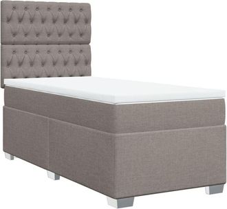 vidaXL Cama Box Spring Con Colch&oacute;n Tela Gris Taupe 100x200 Cm Vidaxl