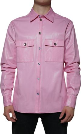 Dolce & Gabbana Mens Pink Cotton Collared Button Down Shirt