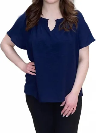 Zac & Rachel Womens Celebration Solid Crinkle Crepe Top In Clbrtn Navy
