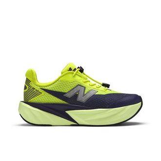 New Balance Bambino FuelCell Rebel Bungee Lace w/Toggle in Verde/Viola/Grigio, Sintetica, Taglia 32.5