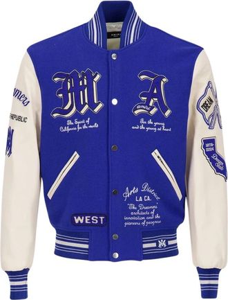 Amiri Dream Team Varsity Jacket - Heren - Bomber jackets - Blauw - XL - Wol - Jassen