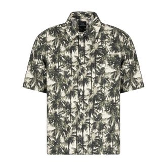 A|X Armani Exchange Print Geweven Shirt met Korte Mouwen - Heren - Korte mouwen Overhemden - Veelkleurig - XL - Katoen - Overhemden