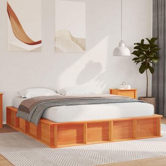 Berkfield Home Bed Frame with Lift-up Storage, Wax Brown, 150 x 200 cm, Solid Pine Wood in Brown | Size: 150 x 200 cm