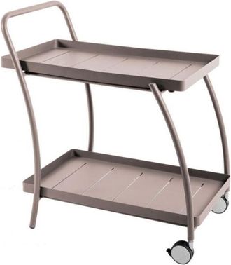 Essenciel Green Camarera Aparador De Jard&iacute;n Essenciel Green Inari Muscade 80x50x88 Cm De Aluminio 2 Bandejas Extra&iacute;bles Ruedas Delanteras