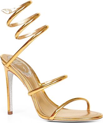 Rene Caovilla Womens Metallic Gold Cleo 105 Sandals Calf Leather