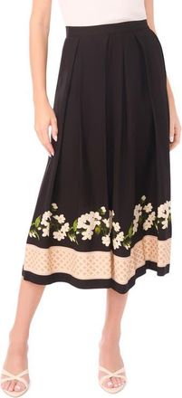 Ted Baker Kieran Placed Print Pleated Skirt in Rich Black at Nordstrom, Size 12