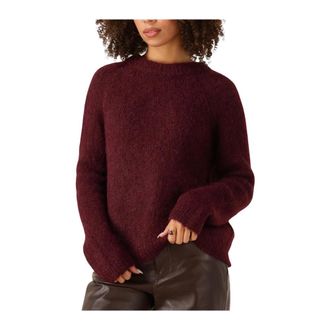 Selected Slfgabella LS Knit Bow O-Neck - Dames - Ronde hals truien - Rood - S - Truien & Vesten