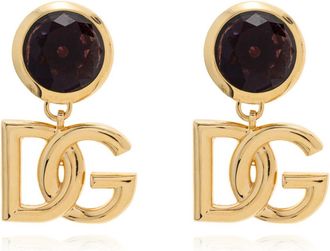 Dolce & Gabbana Clip-on oorbellen met een glinsterende kristal - Dames - Oorbellen - Geel - ONE Size - Accessoires