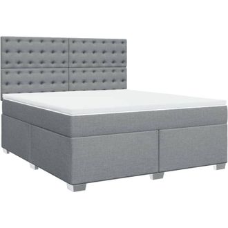 vidaXL Vidaxl - Cama Box Spring Con Colch&oacute;n Tela Gris Claro 180x200 Cm