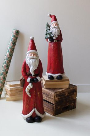 Kalalou Set Of Two Resin Santas