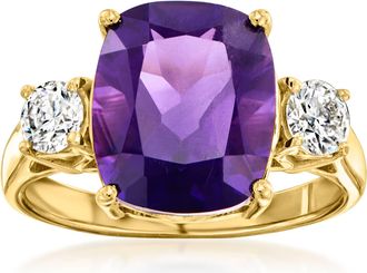 Ross-Simons Amethyst Ring With. Lab-Grown Diamonds in 18kt Gold Over Sterling