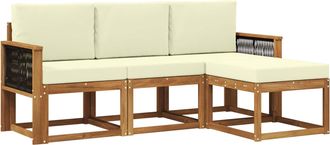 vidaXL Conjunto De Sof&aacute;s De Exterior 4 Uds. Natural Y Crema Vidaxl