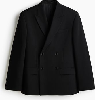 H&M Doppelreihiger glitzernder Blazer in Relaxed Fit - Schwarz