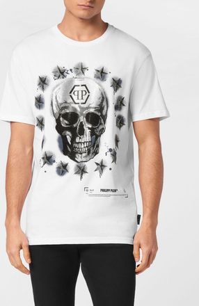Philipp Plein T-shirt slim fit in cotone con stampa Skull e monogram