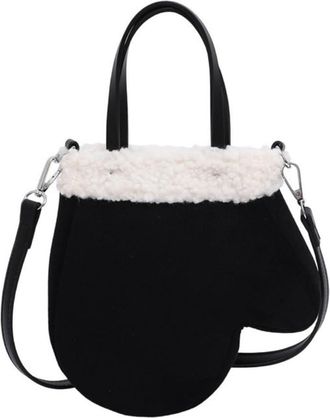 Generic Handbag Womens Autumn and Winter Personalized Plush One-Shoulder Crossbody Bag(black)