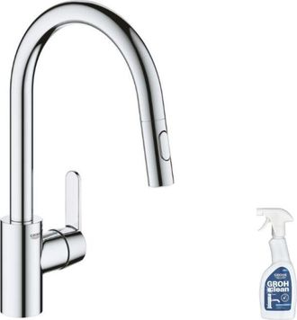 GROHE Grifo De Cocina Con Aireador Ca&ntilde;o Alto Grohe Get Cromado + Limpiador Grohclean