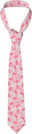 Generic Skinny Tie,Tropical Pink Flamingos Slim Necktie for Men Neck Tie for Wedding Party Business