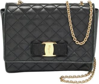 Ferragamo Pre-owned Cross Body Bags, female, Black, Size: ONE SIZE Pre-owned Leather Cross Body Bag