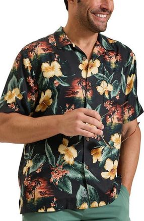 Tommy Bahama Kua Sunset Silk Camp Shirt in Deep Bloom at Nordstrom, Size Xxx-Large