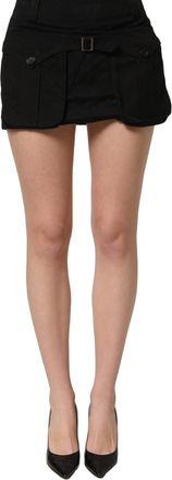 Dolce & Gabbana Womens Black Cotton Mid Waist A-Line Mini Skirt