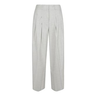 PESERICO Wide Trousers, female, Gray, S, Stretch Viscose Wool Trousers