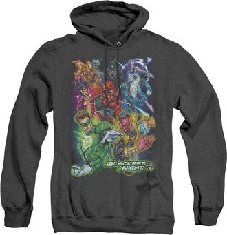 Gildan Green Lantern Blackest Group Adult Heather Hoodie / Hooded Sweatshirt