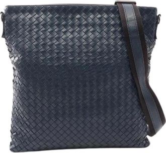 Bottega Veneta Pre-owned Intrecciato Leren Schoudertas - Dames - Vintage Schoudertas - Blauw - ONE Size - Leer - Vintage