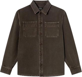 A.P.C. Surchemise Werkkleding - Heren - Casual Overhemden - Bruin - S - Katoen - Overhemden
