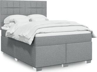 vidaXL Vidaxl - Cama Box Spring Con Colch&oacute;n Tela Gris Claro 140x190 Cm