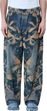Acne Studios Bedrukte Straight-Leg Jeans - Heren - Loose Fit Jeans - Bruin - W28 - Katoen - Jeans