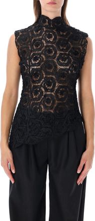 OperaSPORT Donatella Scalloped Floral Lace Top
