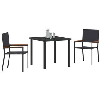 Berkfield Home Modern 3 Piece Garden Dining Set Black Poly Rattan