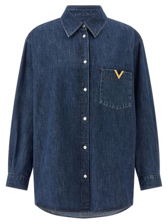 Valentino Garavani Blue Cotton Womens Blouse