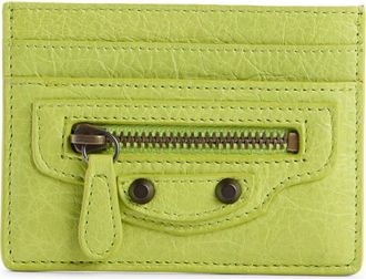 Balenciaga Le City Crackled Leather Card Case in Pistache at Nordstrom