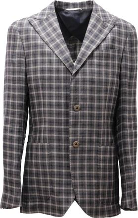Liu Jo Geruite Linnen Jas Grijs/Blauw - Heren - Blazers - Grijs - XS - Linnen - Jassen