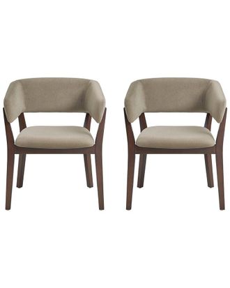 Manhattan Comfort Set Of 2 Blake Dining Armchairs With Beech Wood Legs