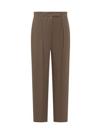 Ferragamo Olive Green Tailored Flat Front Pants