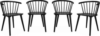 Sweeek Silla de bar de madera, set de 4, negro