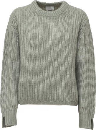 Allude Ribbed Cashmere Silk Boxy Crewneck Sweater