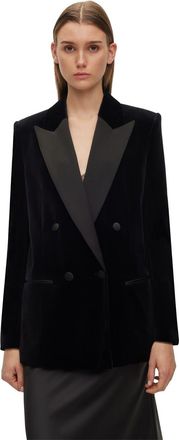 HUGO BOSS Womens Jarmia1 Solid Patterned Blazer in Black - Size 6 UK