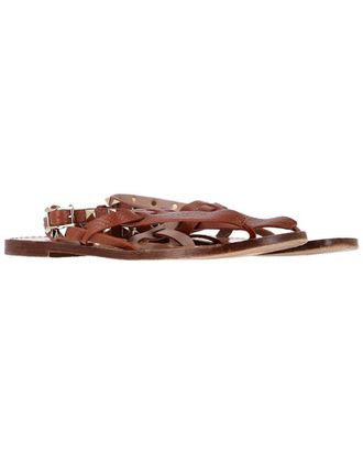 Valentino Womens Calfskin Leather Rockstud T-Strap Sandal (Authentic Pre-Loved)