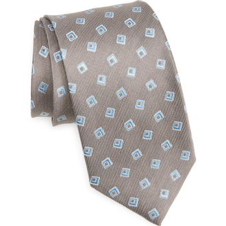 David Donahue Geometric Silk & Linen Tie in Dune at Nordstrom Rack